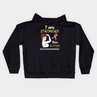 I Am Stronger Than Autism Kids Hoodie